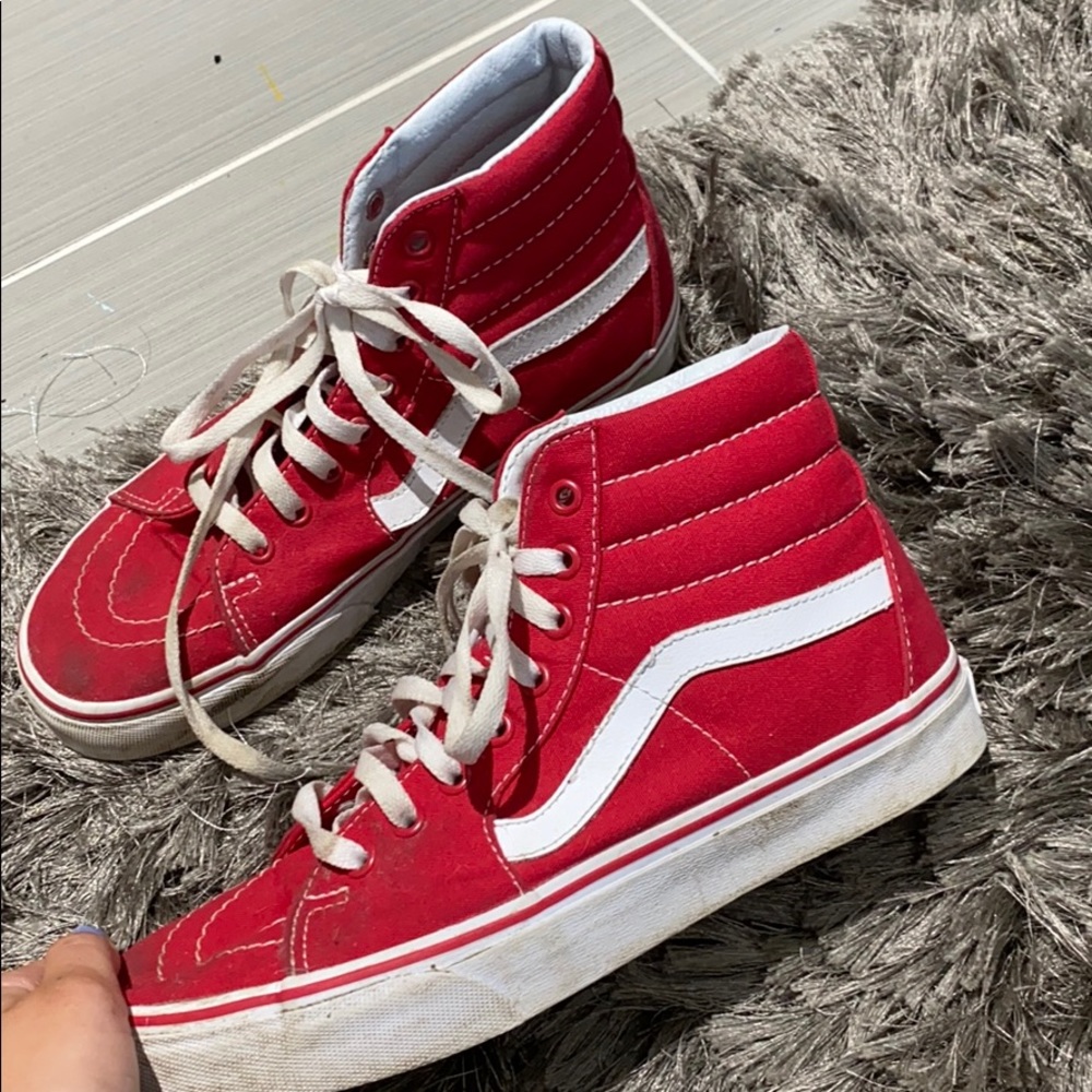 Red vans high tops size 9